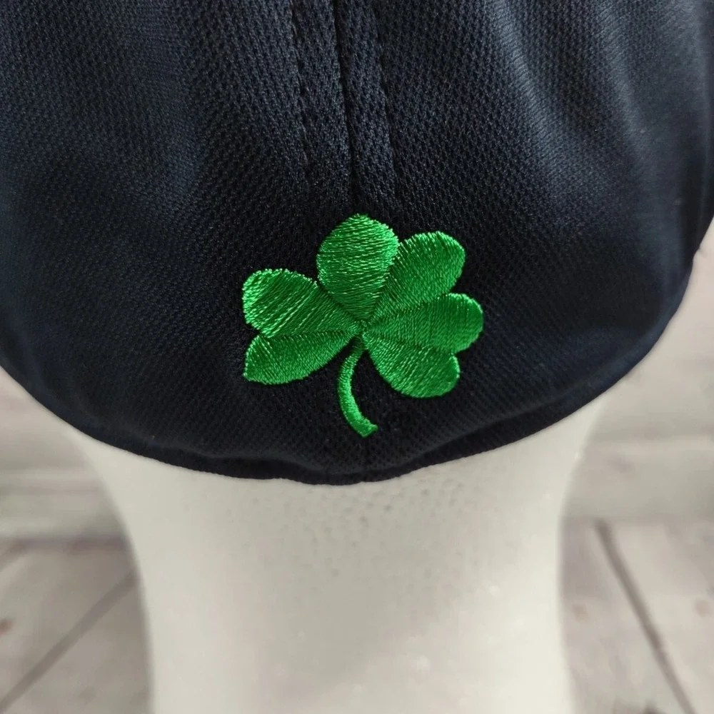 Top of the World Notre Dame Hat Memory Fit Green Shamrock ND Logo Navy Blue Cap